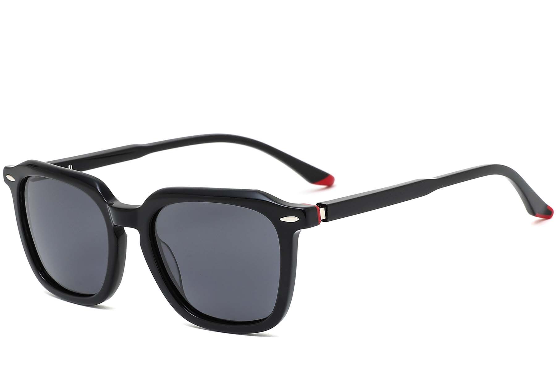 Rectangular Black Acetate Sunglasses #BS0420-0142