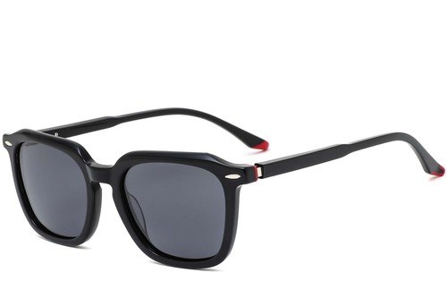 Rectangular Black Acetate Sunglasses #BS0420-0142