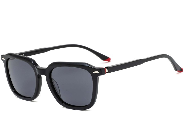 Rechteckige Sonnenbrille aus schwarzem Acetat #BS0420-0142