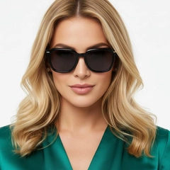Rectangular Black Acetate Sunglasses #BS0420-0142