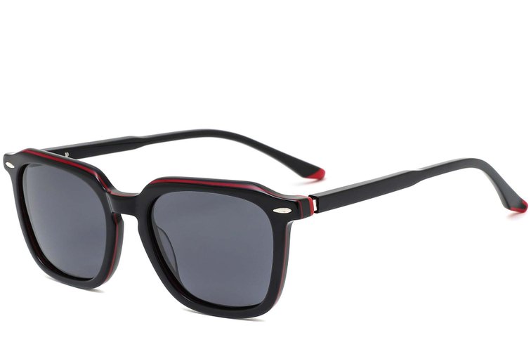 Gafas de sol rectangulares de acetato rojo #BS0420-0144