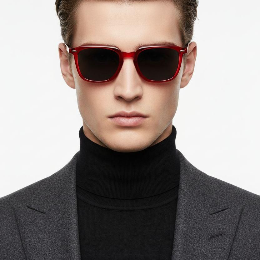 Rectangular Pink Acetate Sunglasses #BS0420-0145