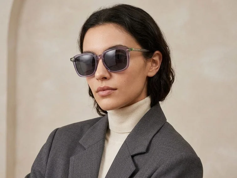Rectangular Purple Acetate Sunglasses #BS0420-0146