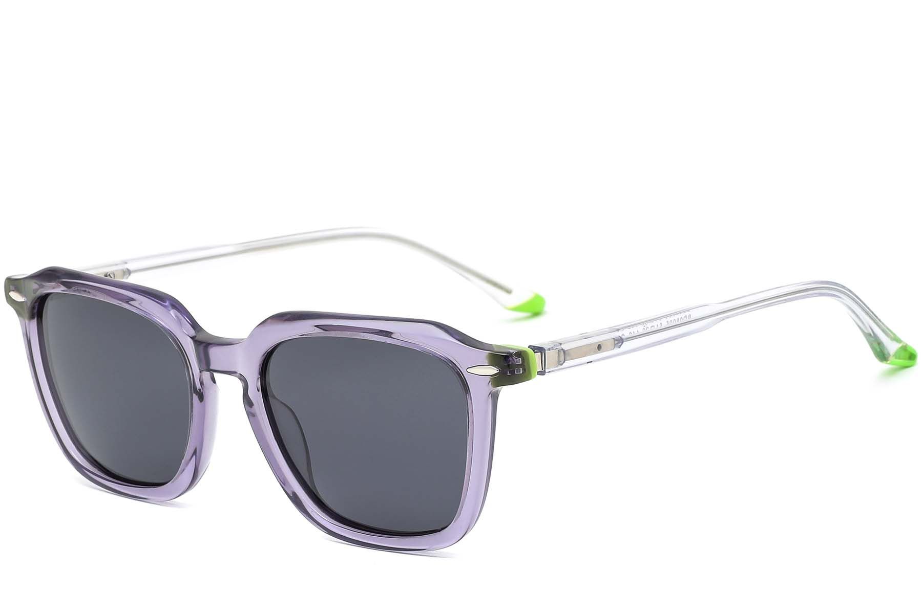 Rechteckige Sonnenbrille aus violettem Acetat #BS0420-0146