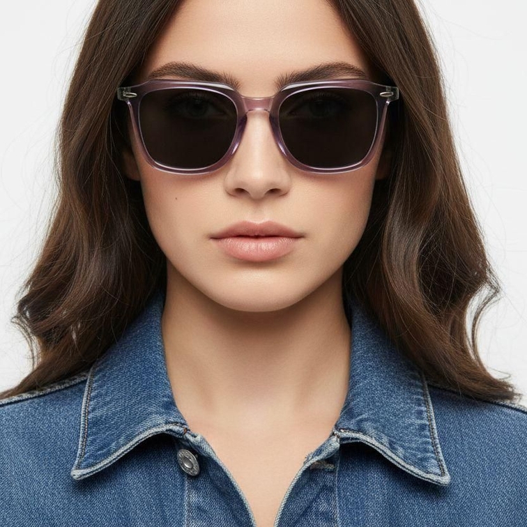 Rectangular Purple Acetate Sunglasses #BS0420-0146