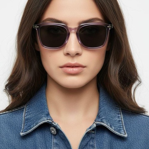 Rectangular Purple Acetate Sunglasses #BS0420-0146