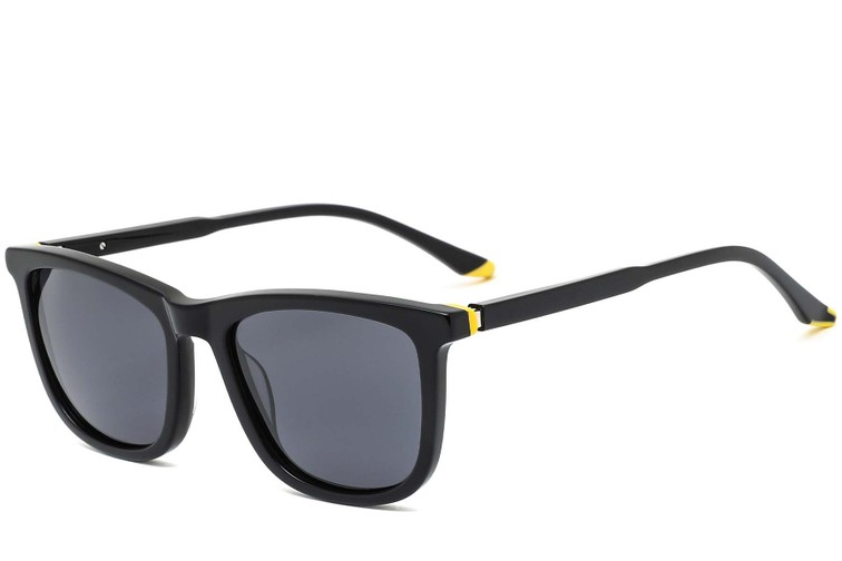 Gafas de sol rectangulares de acetato negro #BS0420-0147