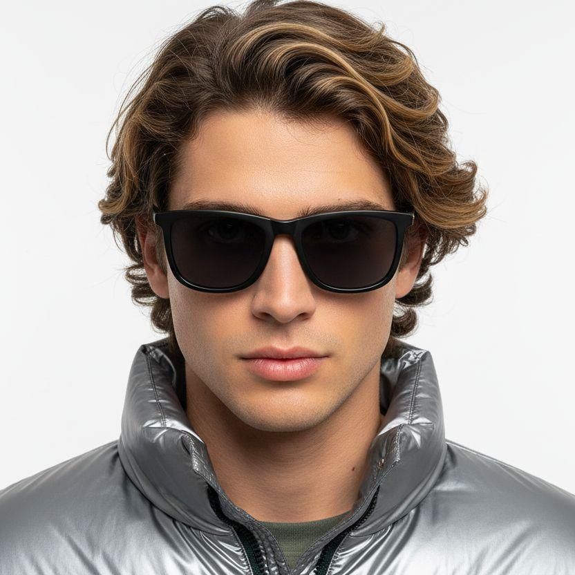 Rectangular Black Acetate Sunglasses #BS0420-0147