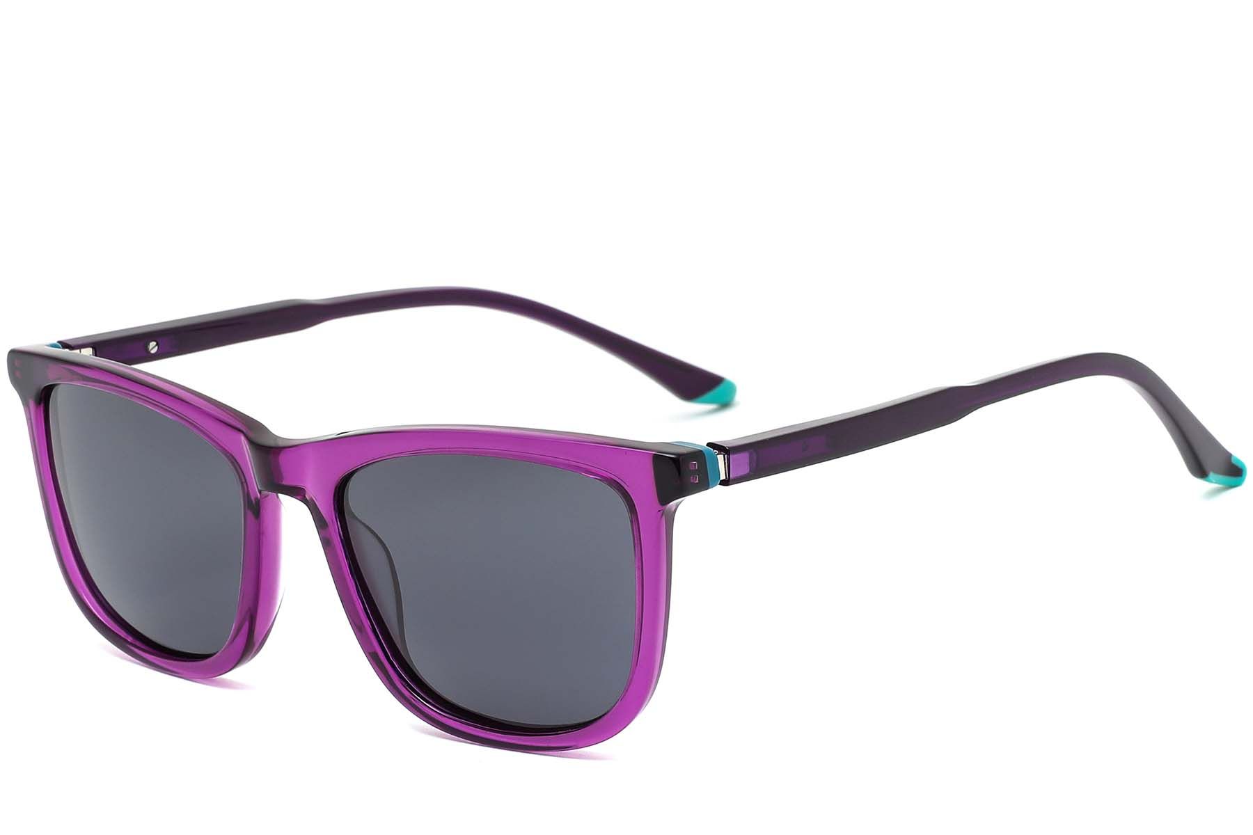 Rectangular Purple Acetate Sunglasses #BS0420-0148