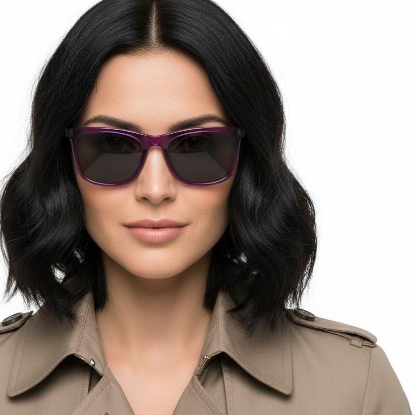 Rectangular Purple Acetate Sunglasses #BS0420-0148