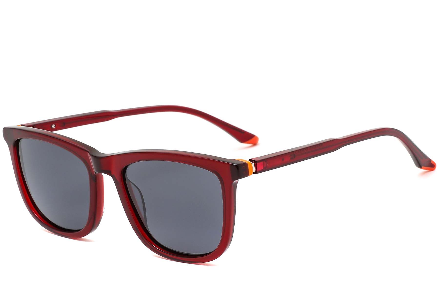 Rectangular Red Acetate Sunglasses #BS0420-0149