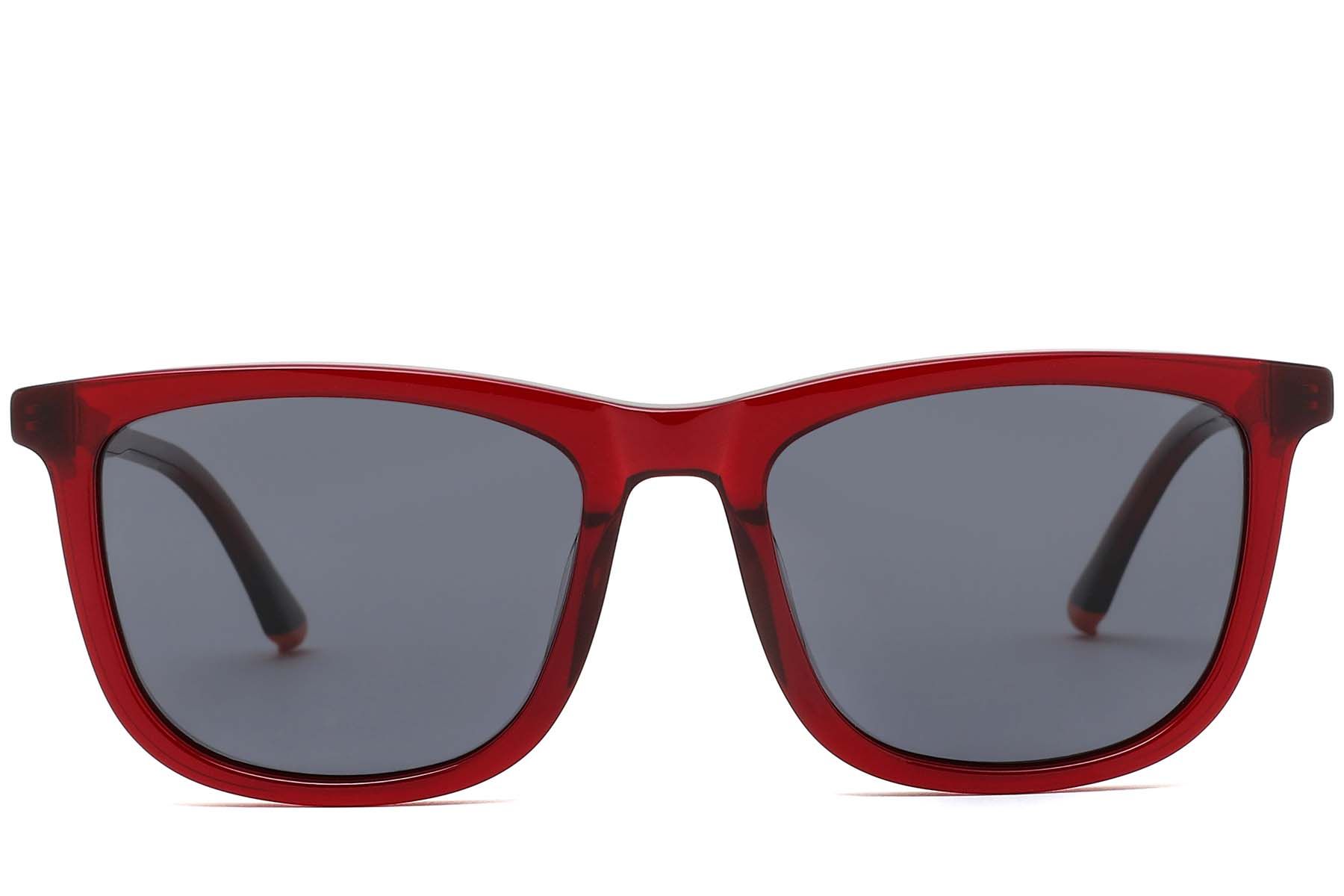Rectangular Red Acetate Sunglasses #BS0420-0149