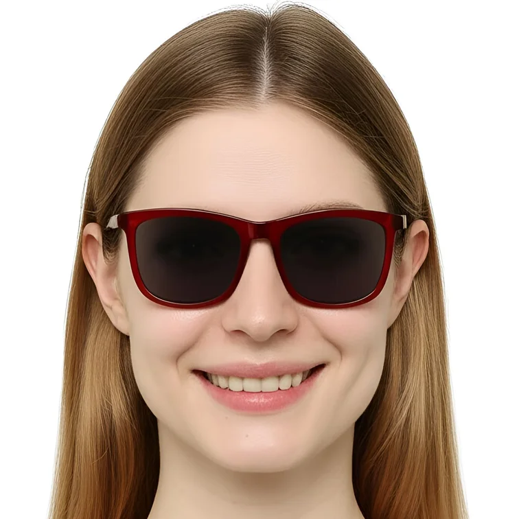 Rectangular Red Acetate Sunglasses #BS0420-0149