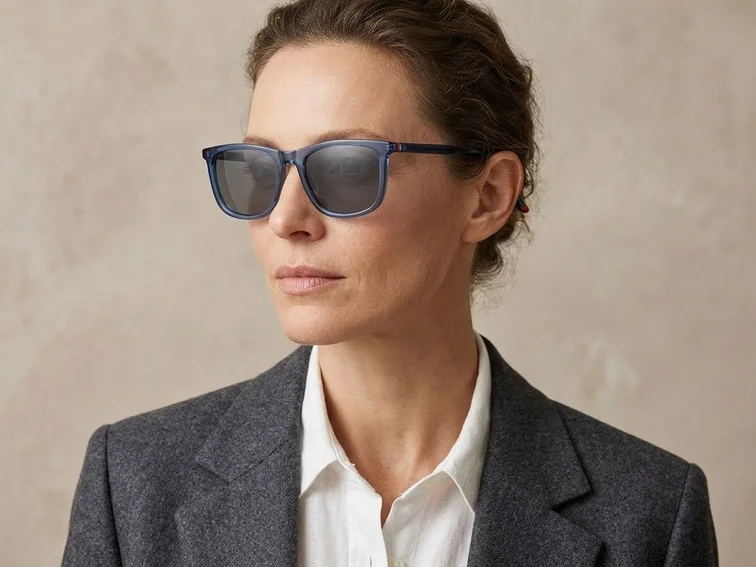 Rectangular Blue Acetate Sunglasses #BS0420-0150