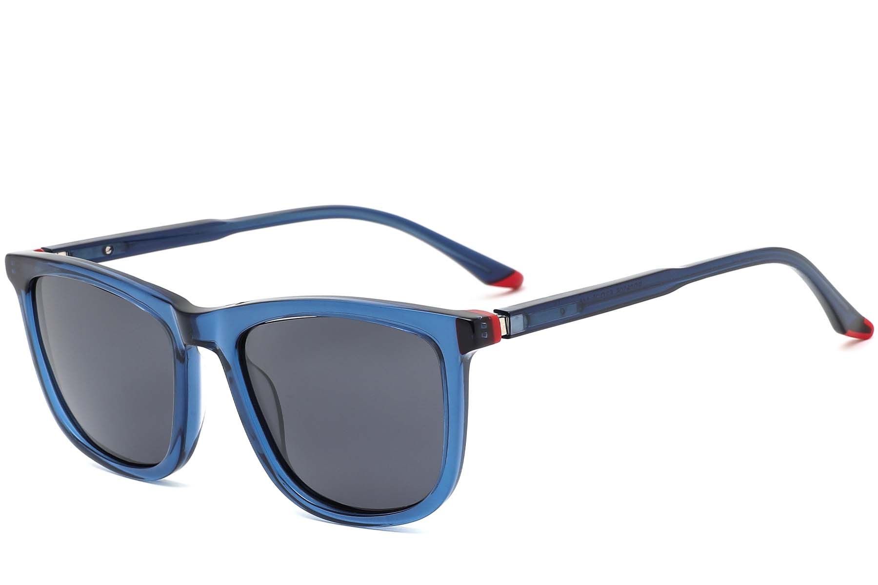 Rechteckige Sonnenbrille aus blauem Acetat #BS0420-0150