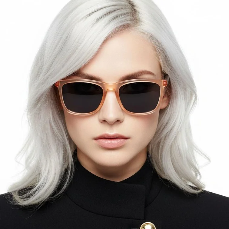 Rechteckige rosa Acetat-Sonnenbrille #BS0420-0151