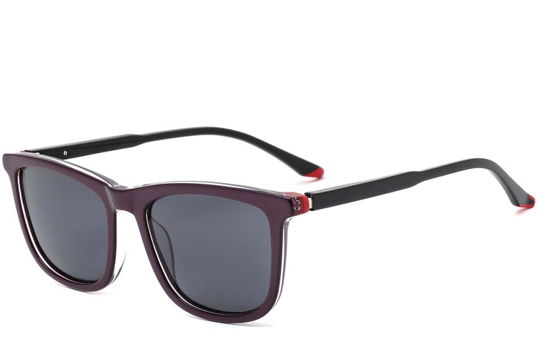 Rectangular Purple Acetate Sunglasses #BS0420-0152