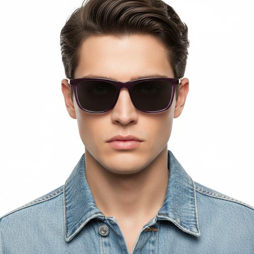 Rectangular Purple Acetate Sunglasses #BS0420-0152