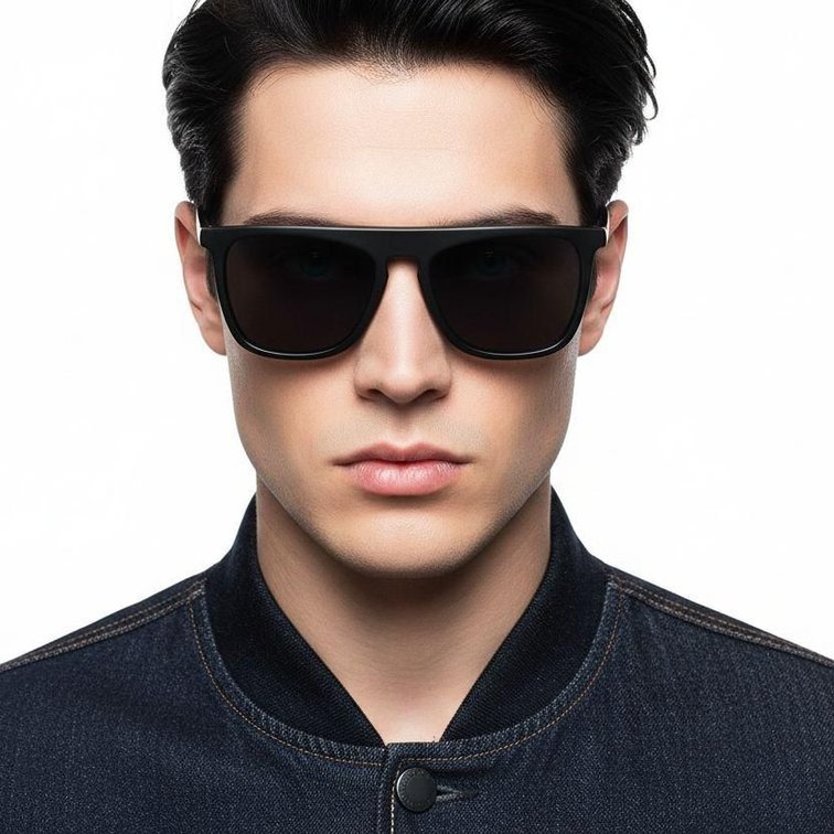 Rectangular Black Acetate Sunglasses #BS0420-0153