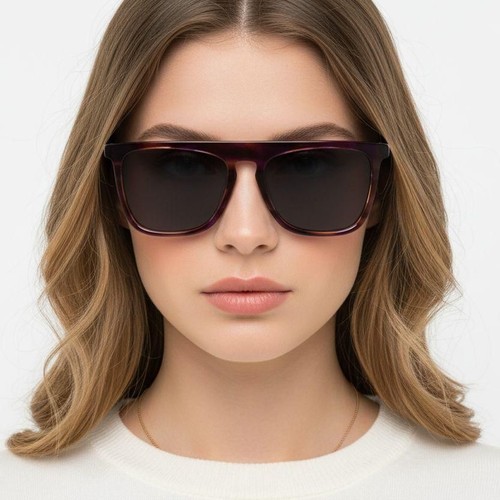 Rectangular Purple Acetate Sunglasses #BS0420-0154