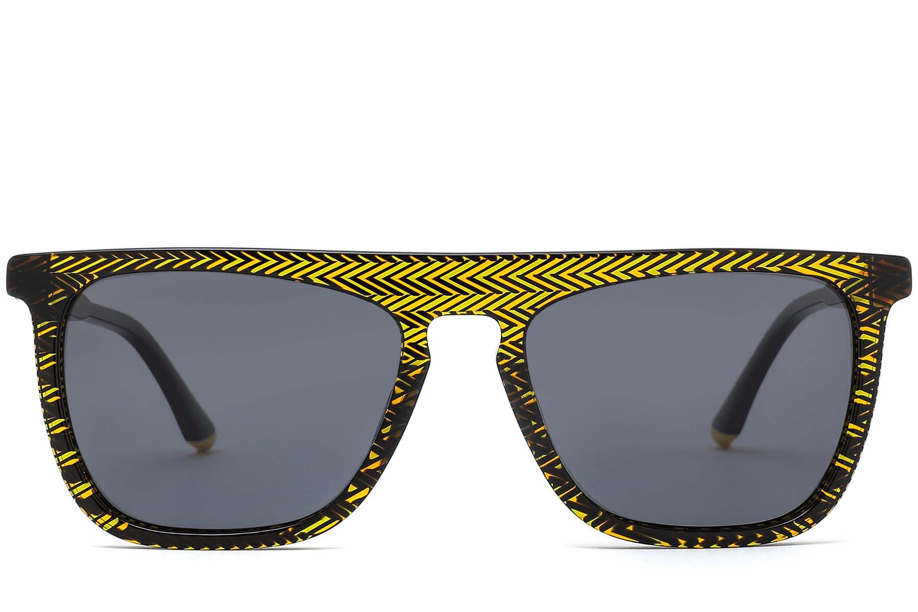 Rectangular Yellow Acetate Sunglasses #BS0420-0155
