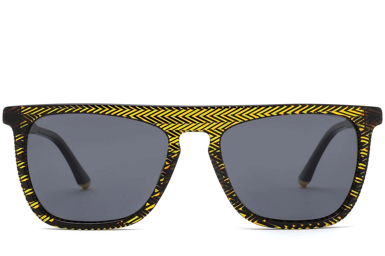 Rectangular Yellow Acetate Sunglasses #BS0420-0155
