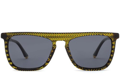 Gafas de sol rectangulares de acetato amarillo #BS0420-0155