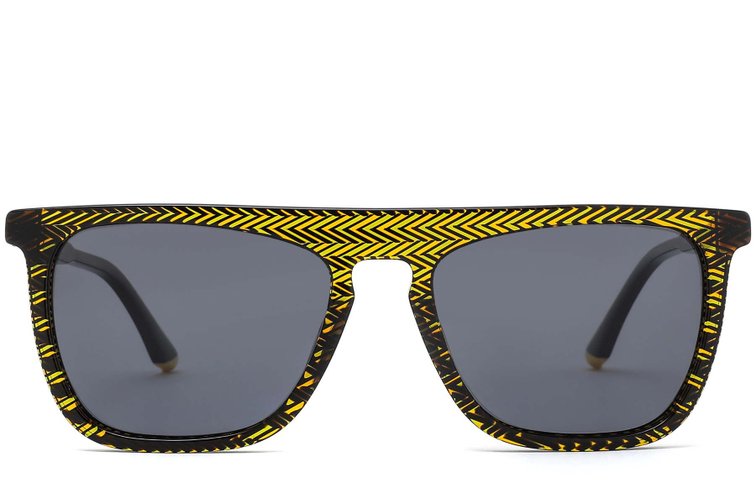 Rectangular Yellow Acetate Sunglasses #BS0420-0155
