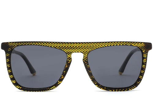 Rectangular Yellow Acetate Sunglasses #BS0420-0155