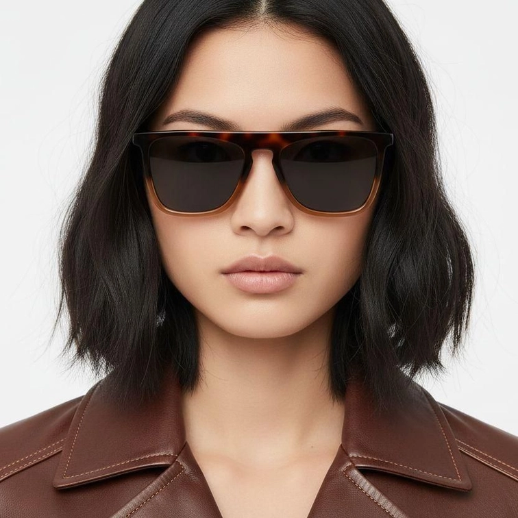 Rectangular Tortoiseshell Acetate Sunglasses #BS0420-0156