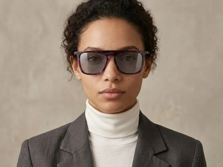 Rectangular Red Acetate Sunglasses #BS0420-0157