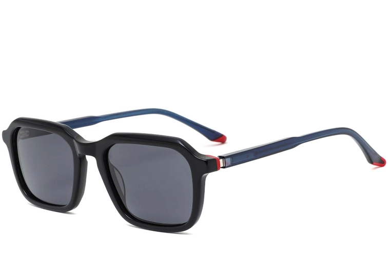 Rectangular Black Acetate Sunglasses #BS0420-0158