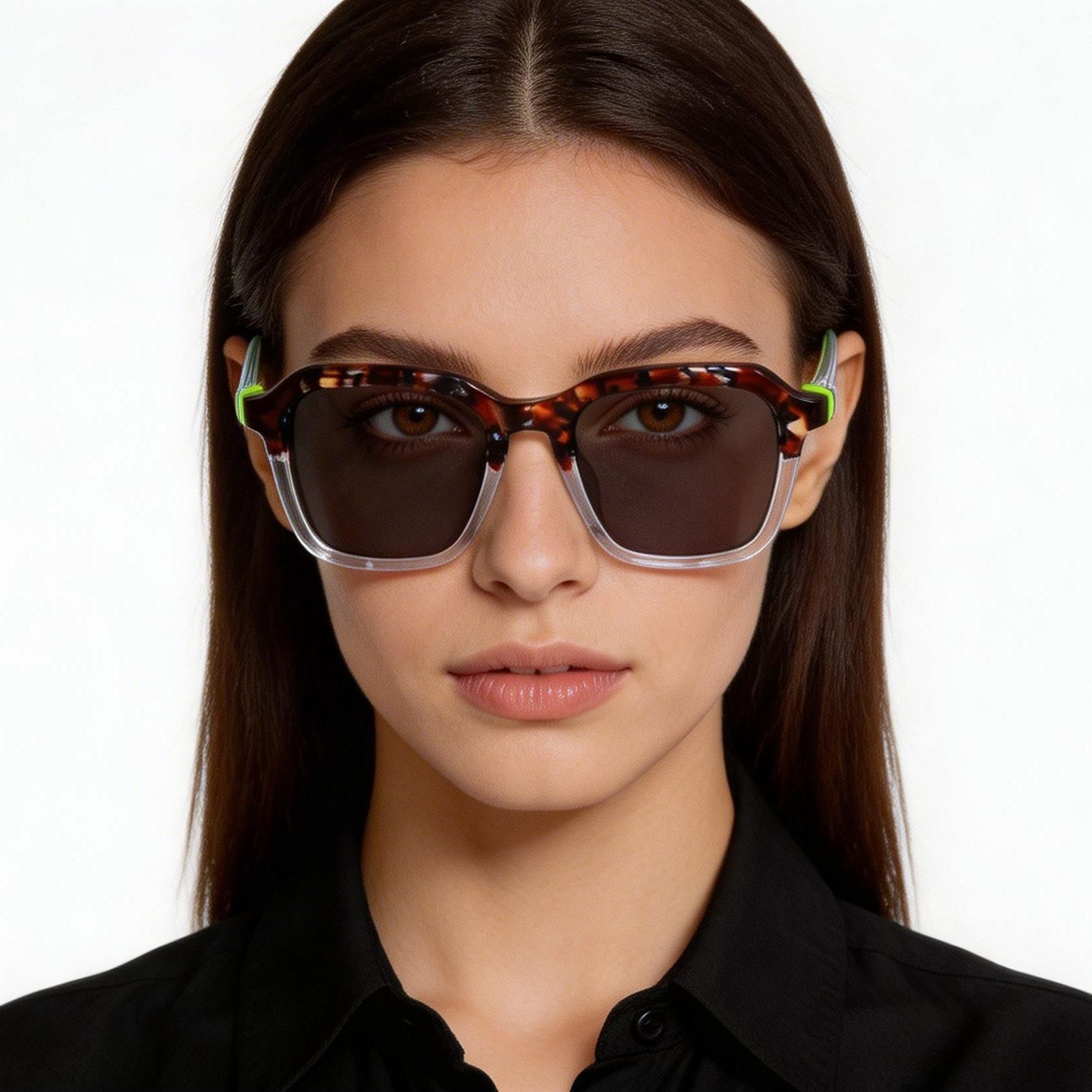 Rectangular Tortoiseshell Acetate Sunglasses #BS0420-0159