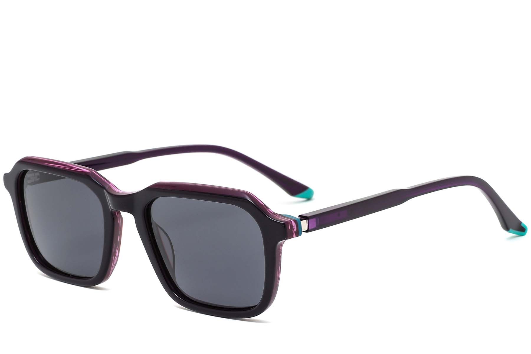 Rectangular Purple Acetate Sunglasses #BS0420-0160