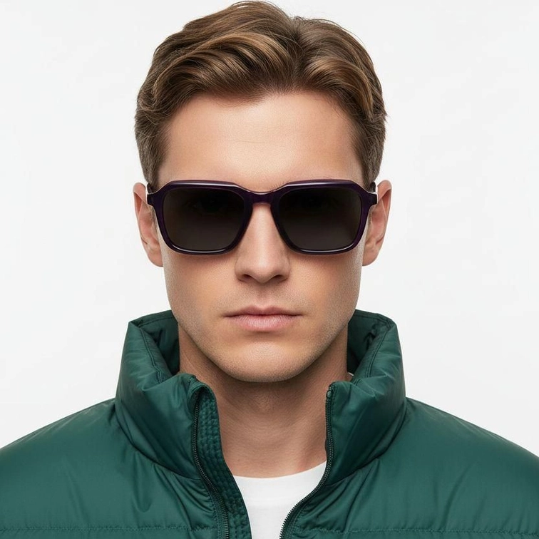Rectangular Purple Acetate Sunglasses #BS0420-0160