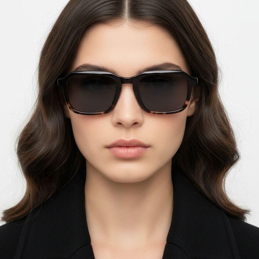 Rectangular Brown Acetate Sunglasses #BS0420-0161
