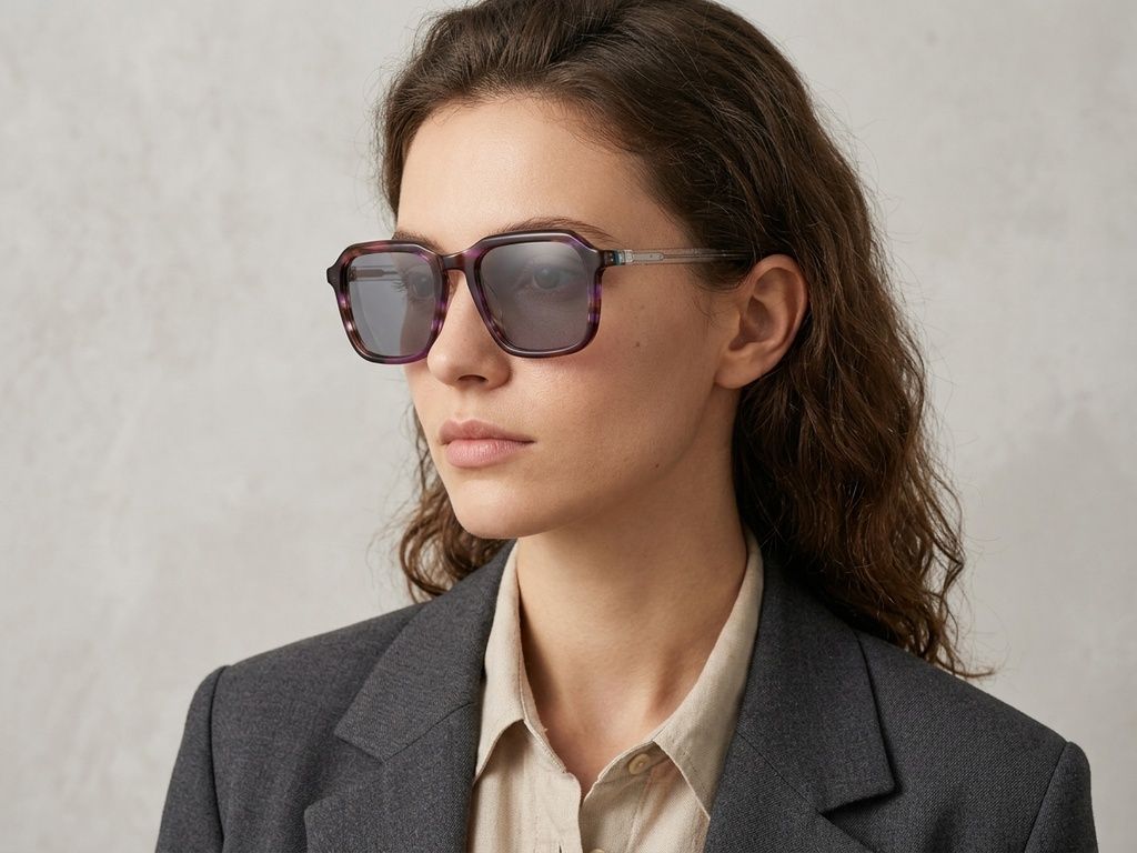 Rectangular Pattern Acetate Sunglasses #BS0420-0162