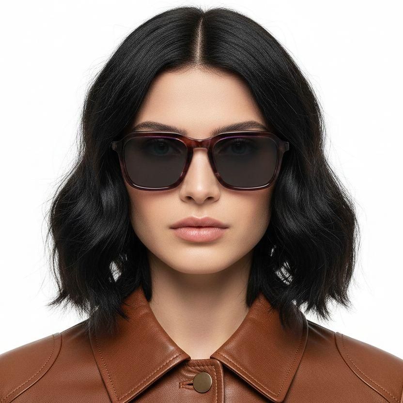 Rectangular Pattern Acetate Sunglasses #BS0420-0162