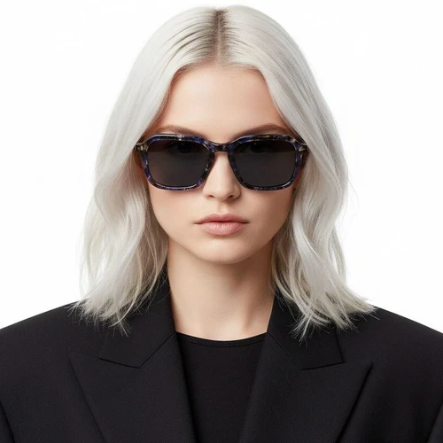 Rectangular Blue Acetate Sunglasses #BS0420-0163