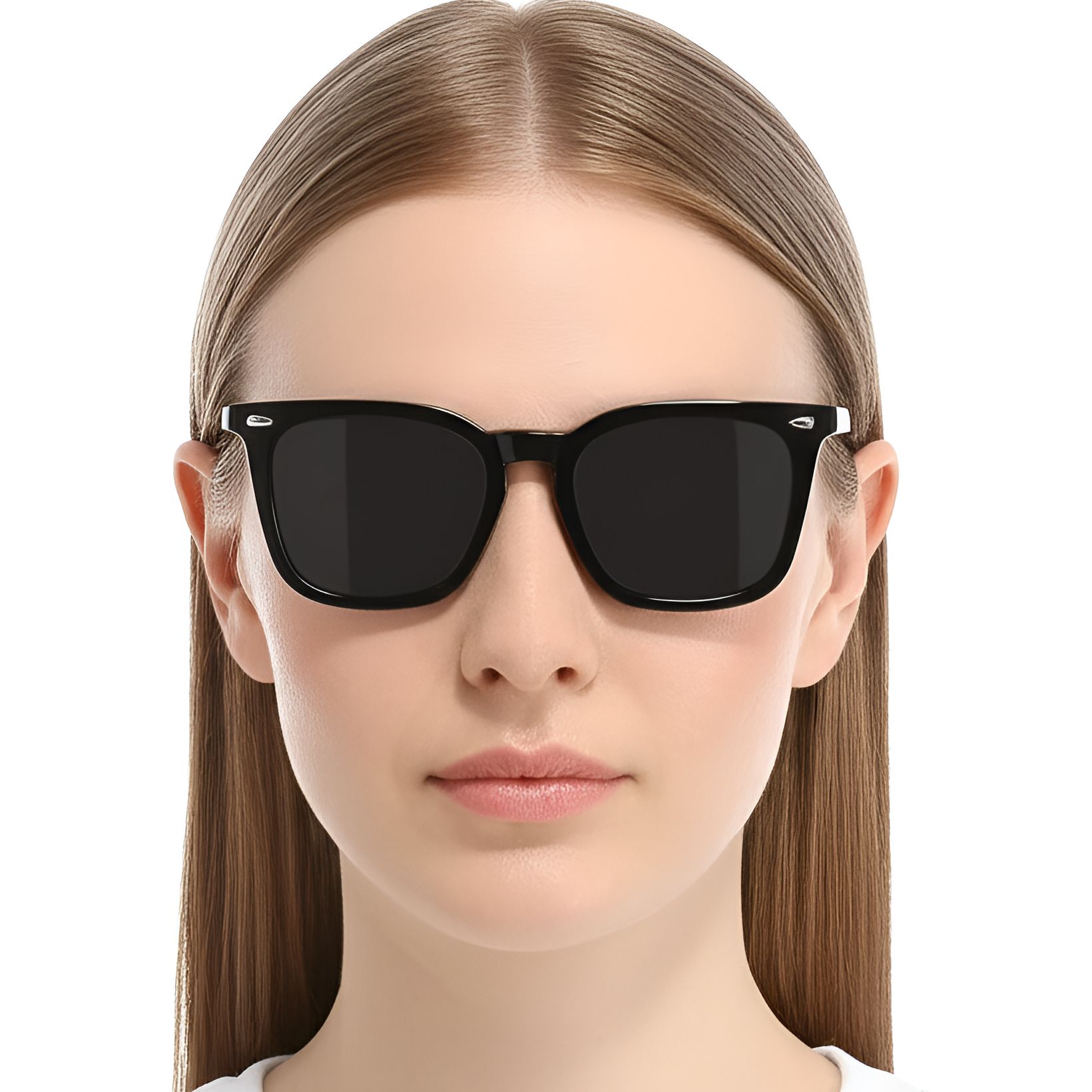 Rectangular Black Acetate Sunglasses #BS0420-0164