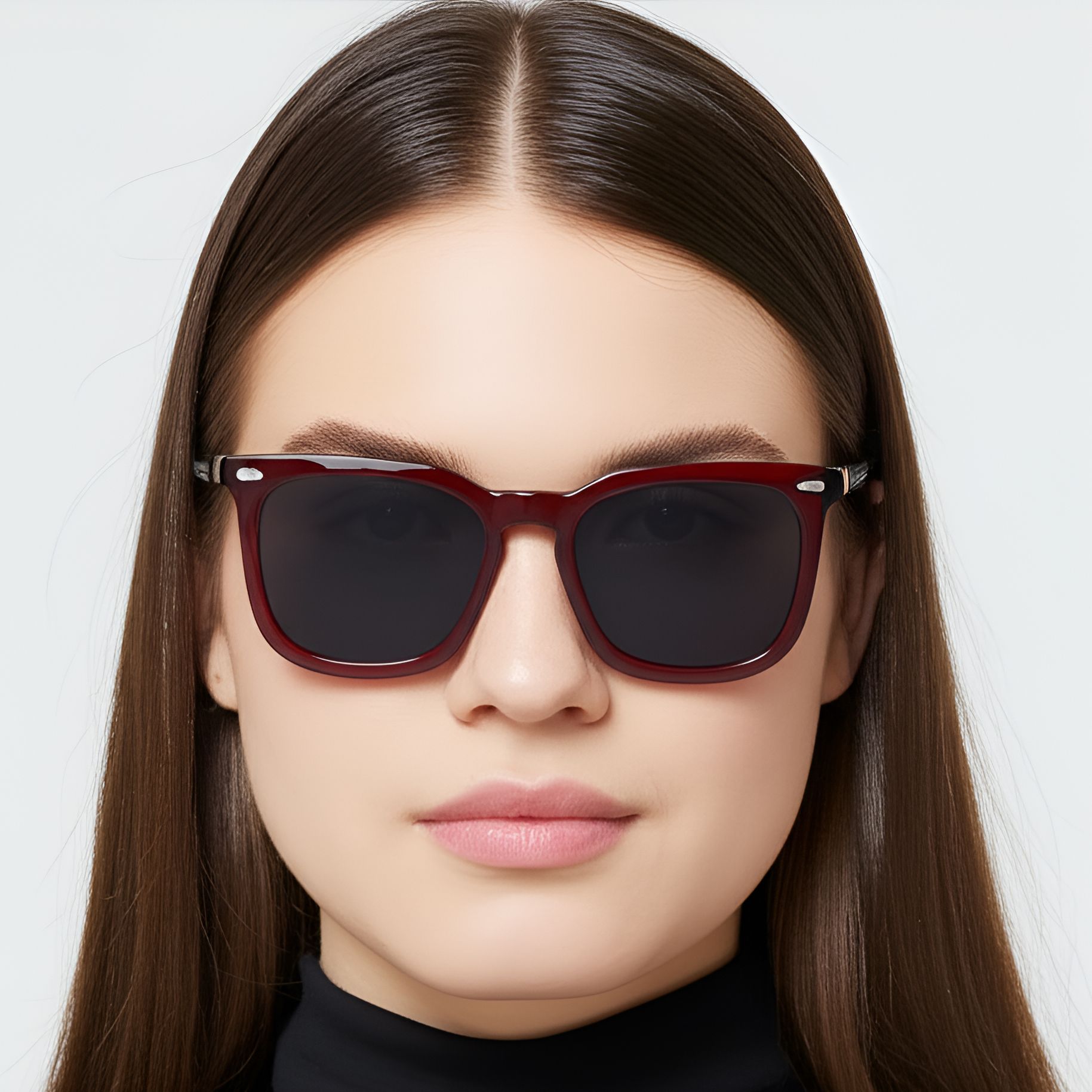 Rectangular Red Acetate Sunglasses #BS0420-0165