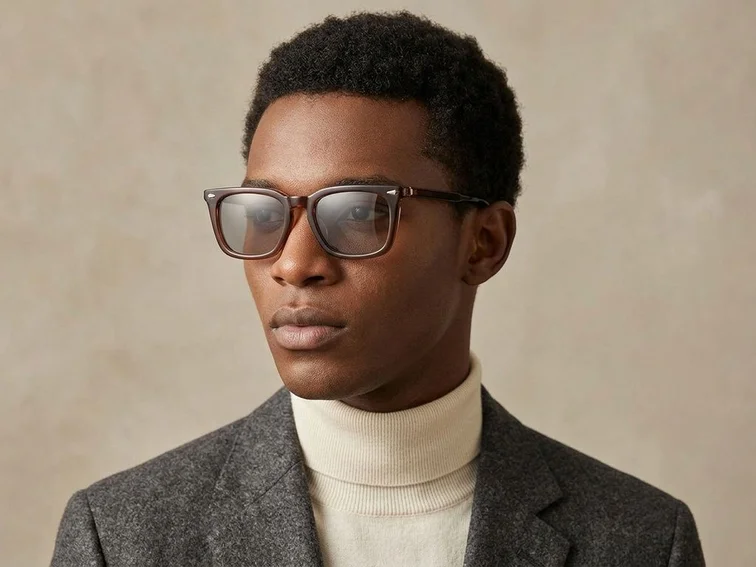 Rectangular Brown Acetate Sunglasses #BS0420-0166