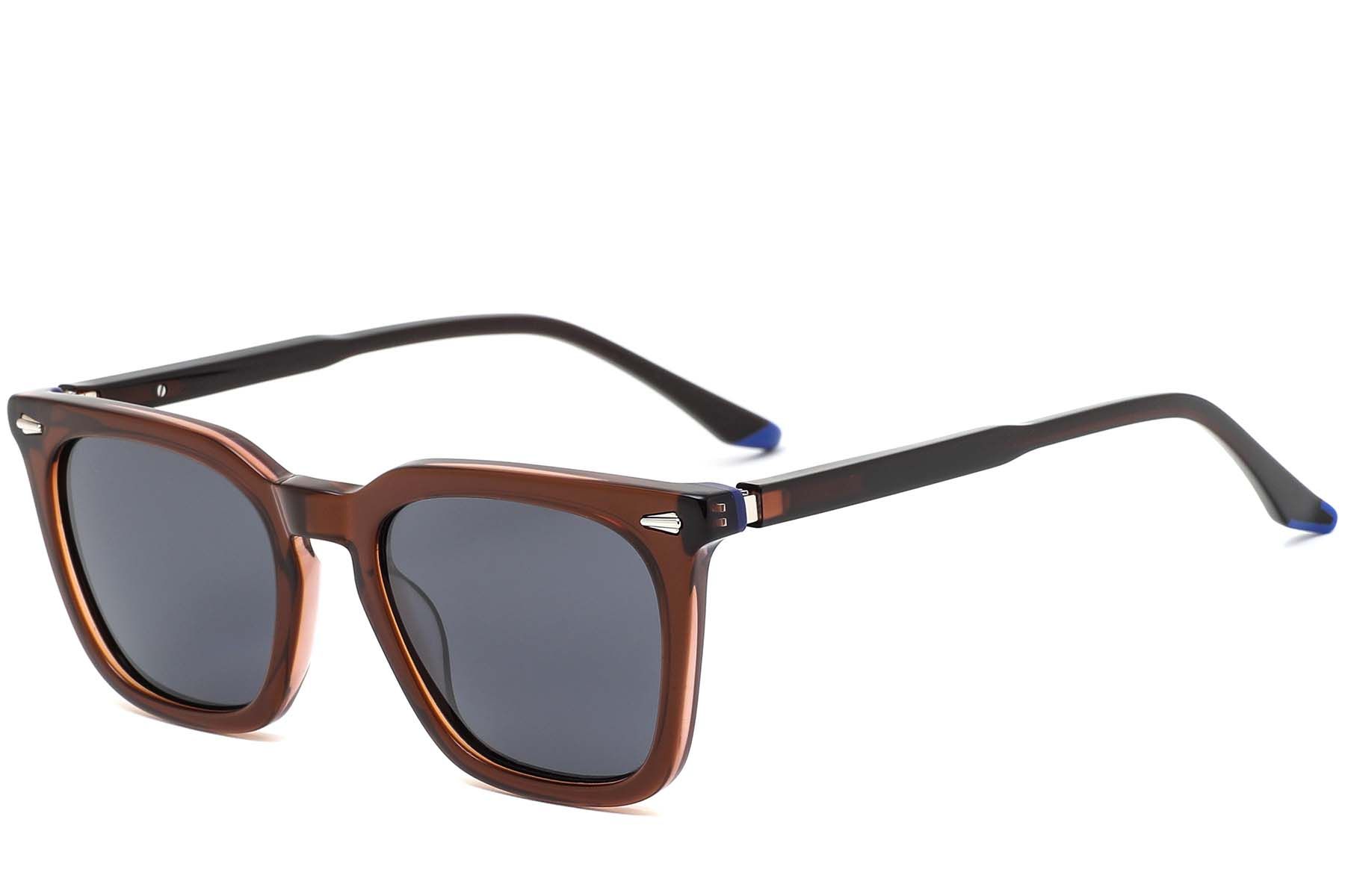 Rectangular Brown Acetate Sunglasses #BS0420-0166