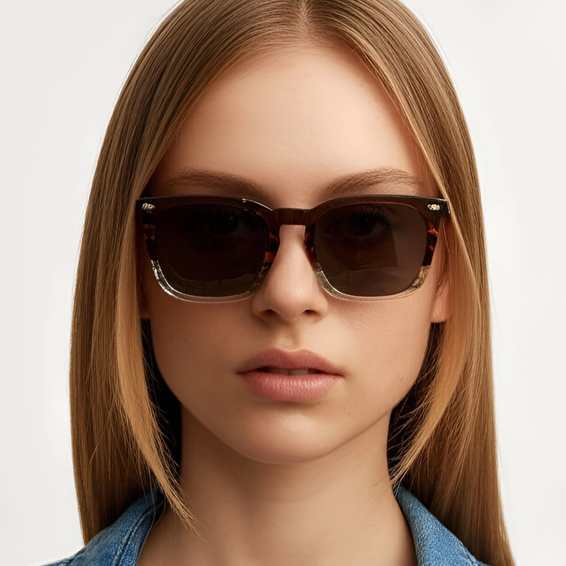 Rectangular Tortoiseshell Acetate Sunglasses #BS0420-0169