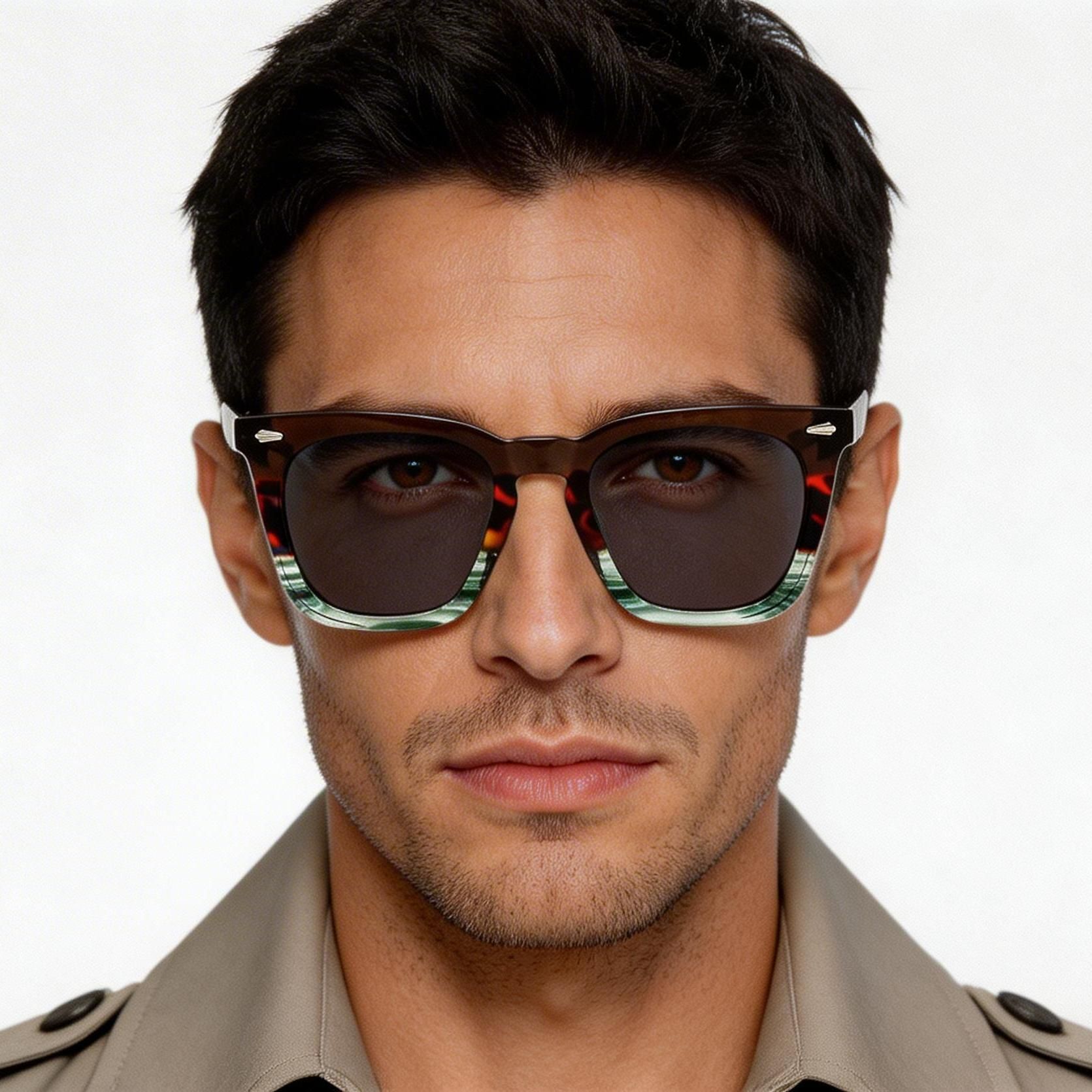 Rectangular Tortoiseshell Acetate Sunglasses #BS0420-0169