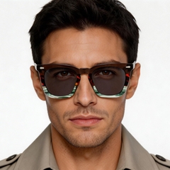 Rectangular Tortoiseshell Acetate Sunglasses #BS0420-0169