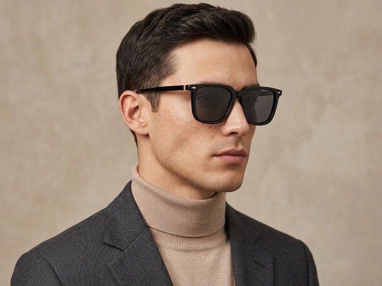 Rectangular Black Acetate Sunglasses #BS0420-0170