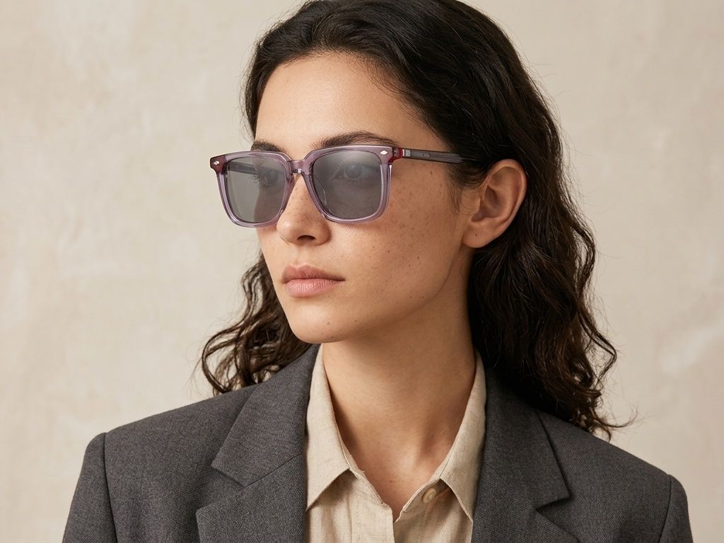 Gafas de sol rectangulares de acetato morado #BS0420-0171