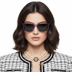 Rectangular Purple Acetate Sunglasses #BS0420-0171