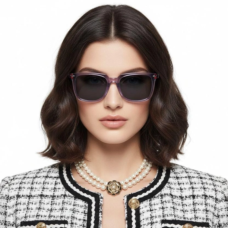 Rectangular Purple Acetate Sunglasses #BS0420-0171